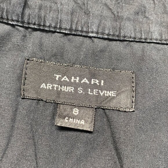 Tahari Arthur S Levine Black Long-Sleeve Button-Up Shirt Dress Pockets Y2K 90s - Picture 7 of 10